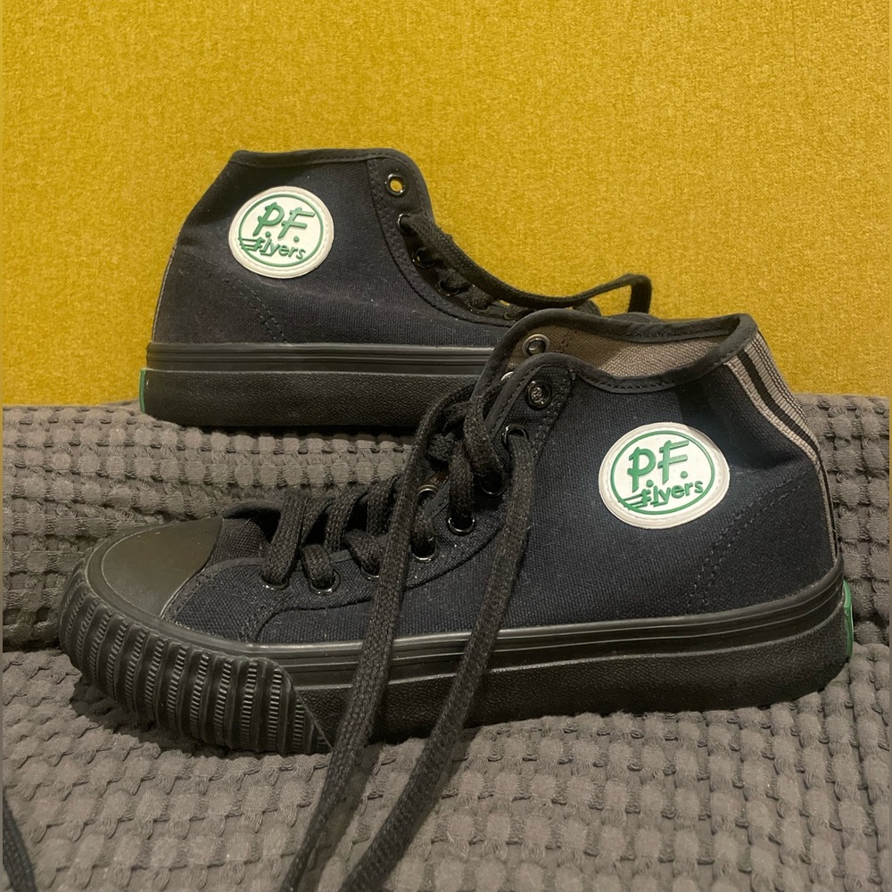 P.F. Flyers Black and Green High-Top Sneakers